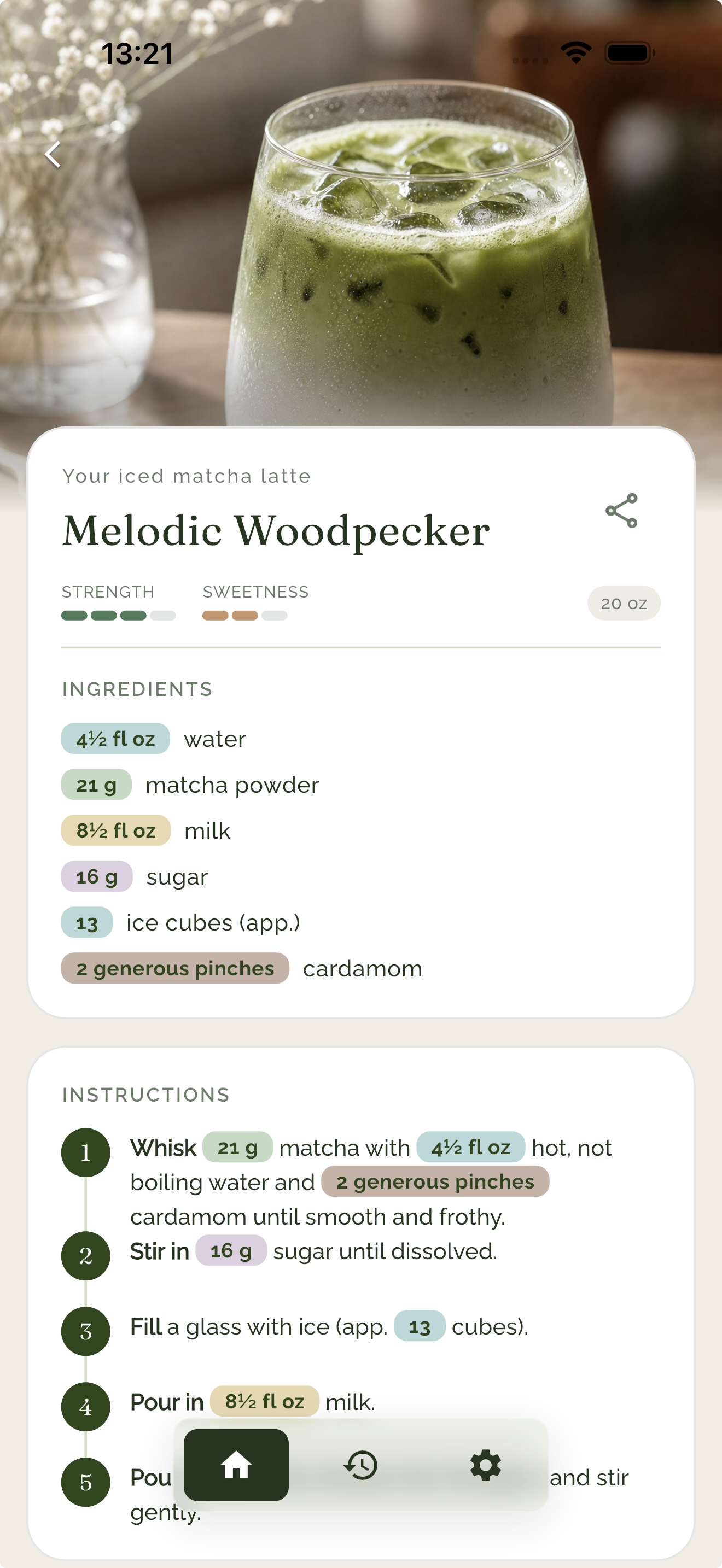 Generated recipe with whimsical name, ingredients, and step-by-step instructions